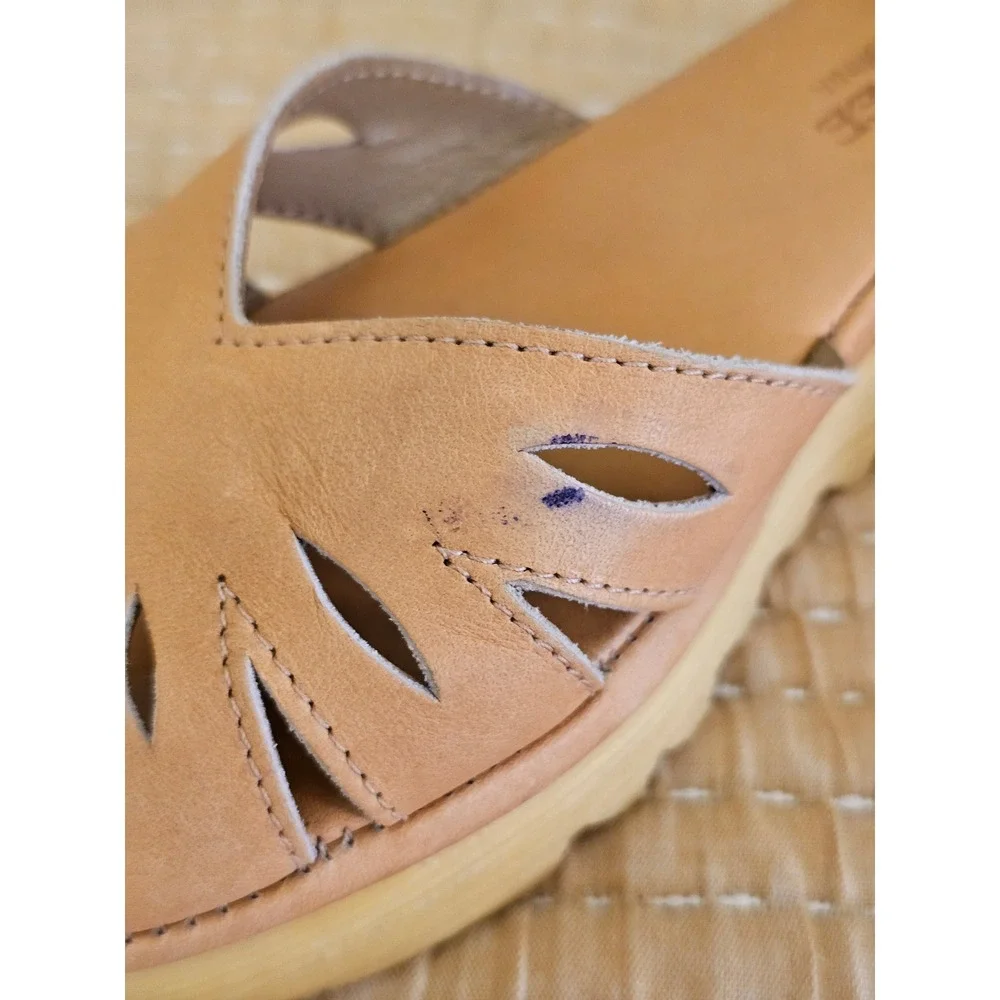 Cherokee of California Vintage 70s Tan Leather Platform Wedge Sandals Womens 7 - Picture 8 of 8